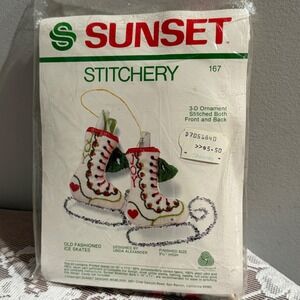 Sunset Stitchery Ornament Kit Unisex OS White New Vintage Ice Skates 167 1981